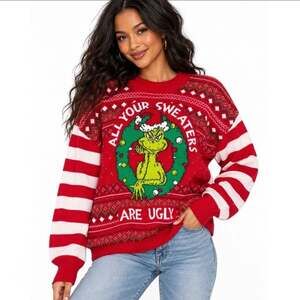The GRINCH All Your Sweaters Are Ugly Christmas Sweater Red Holiday Size M